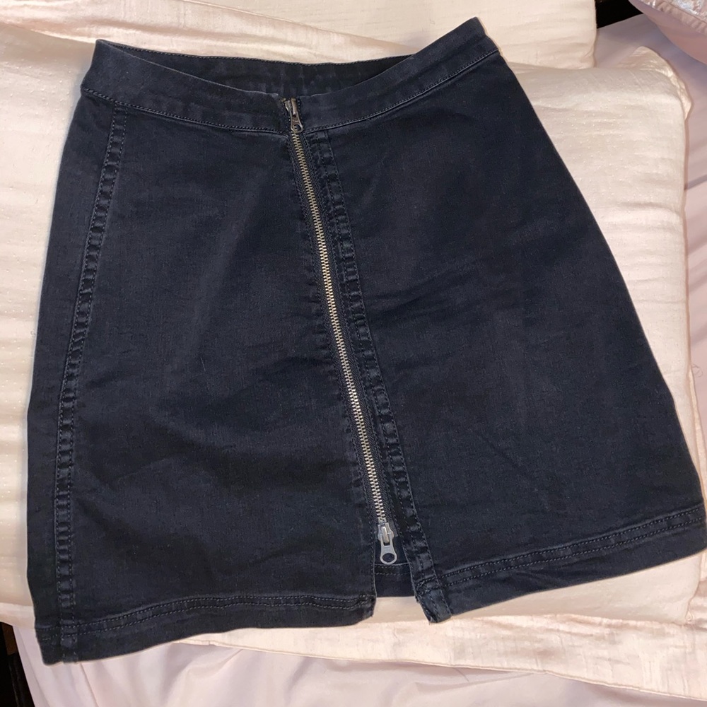 Free People Denim Zip-front Skirt